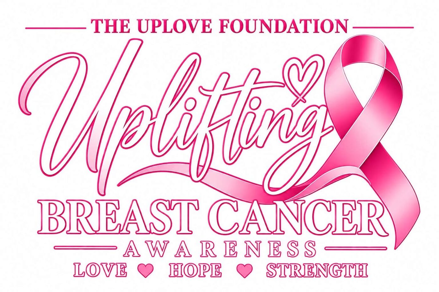 Uplifting Breast Cancer Awareness design: Love, Hope, Strength